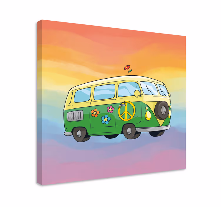 Cuadro retro vintage camioneta de la paz colorida - TenVinilo