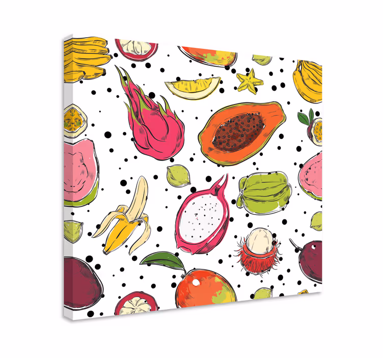 Cuadro para cocina Bosquejo color frutas exóticas - TenVinilo