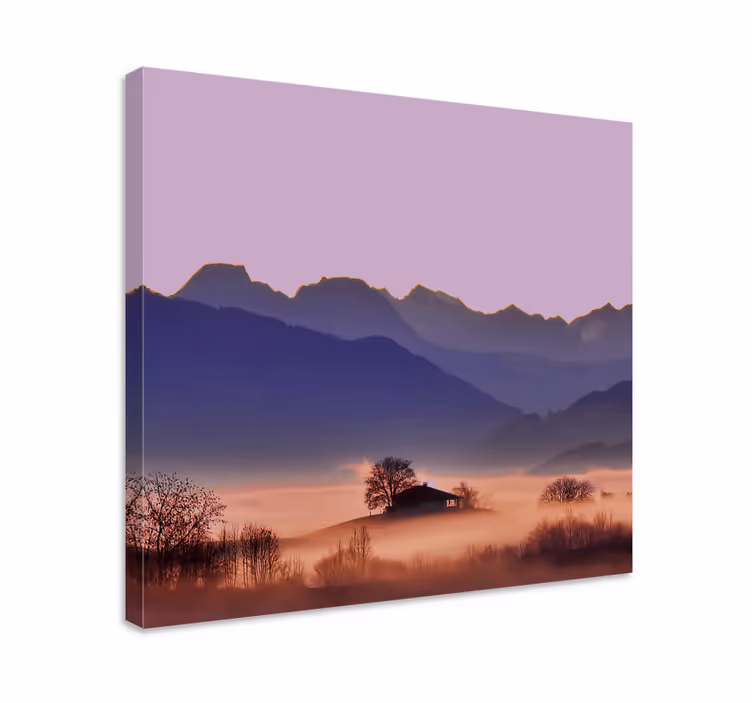 Cuadro paisajes serenidad en la niebla de montaña - TenVinilo