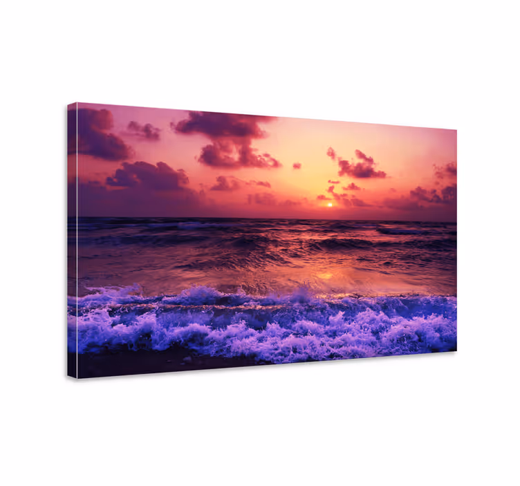 Cuadro paisajes olas de atardecer vibrantes - TenVinilo