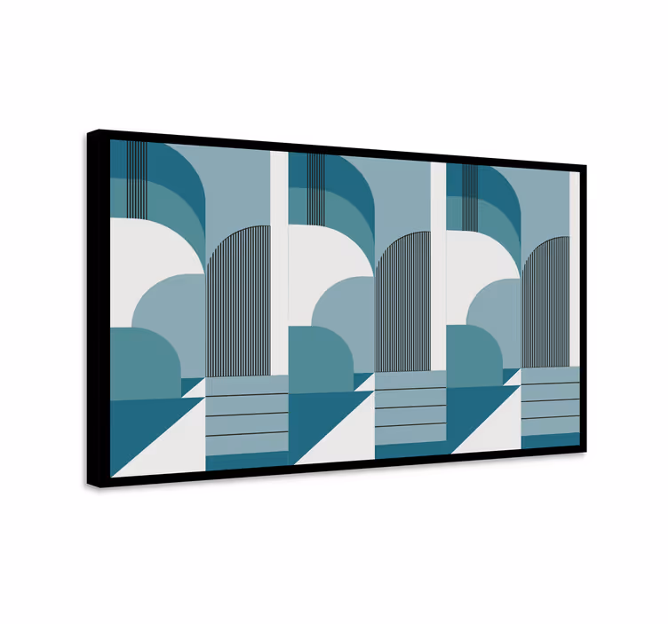 Cuadro para dormitorio Diseño urbano geométrico azul - TenVinilo