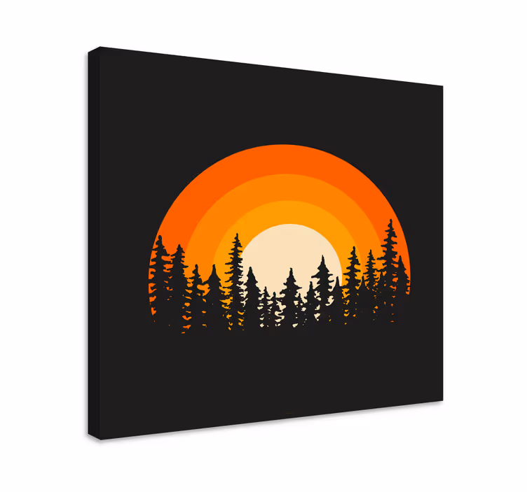 Cuadro paisajes silueta de atardecer estilizada - TenVinilo
