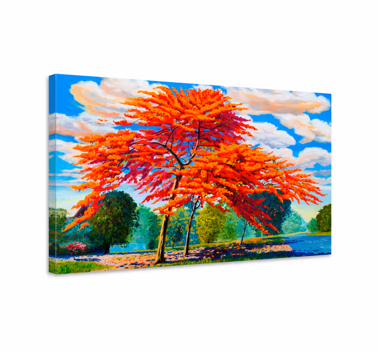Cuadro de flores follaje ardiente de otoño - TenVinilo
