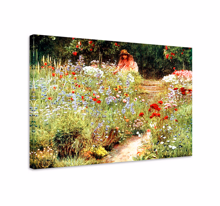 Cuadro de flores chica entre flores - TenVinilo