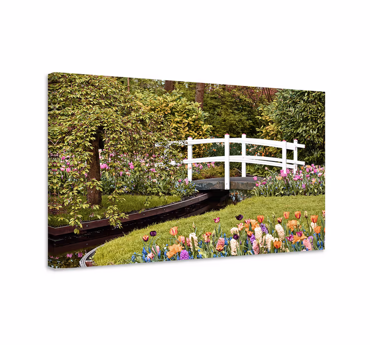 Cuadro de flores puente jardín serenidad - TenVinilo