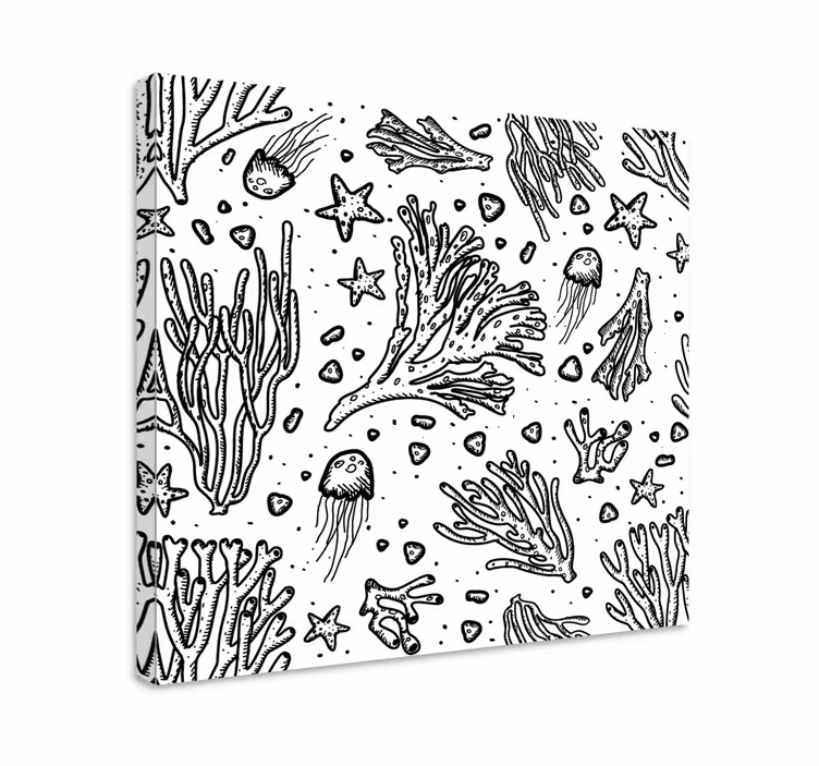Cuadro animales Criaturas marinas silueta negra - TenVinilo