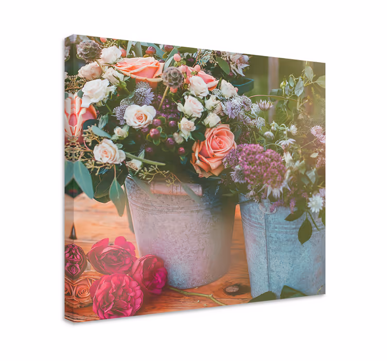 Cuadro de flores exhibición de cestas de flores - TenVinilo