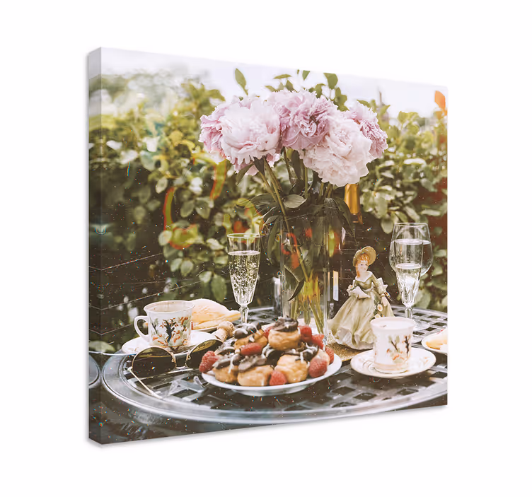 Cuadro de flores configuración de té de la tarde - TenVinilo