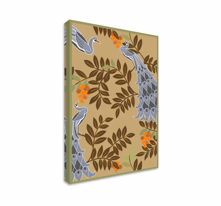 Cuadro de flores diseño de pájaro elegante - TenVinilo