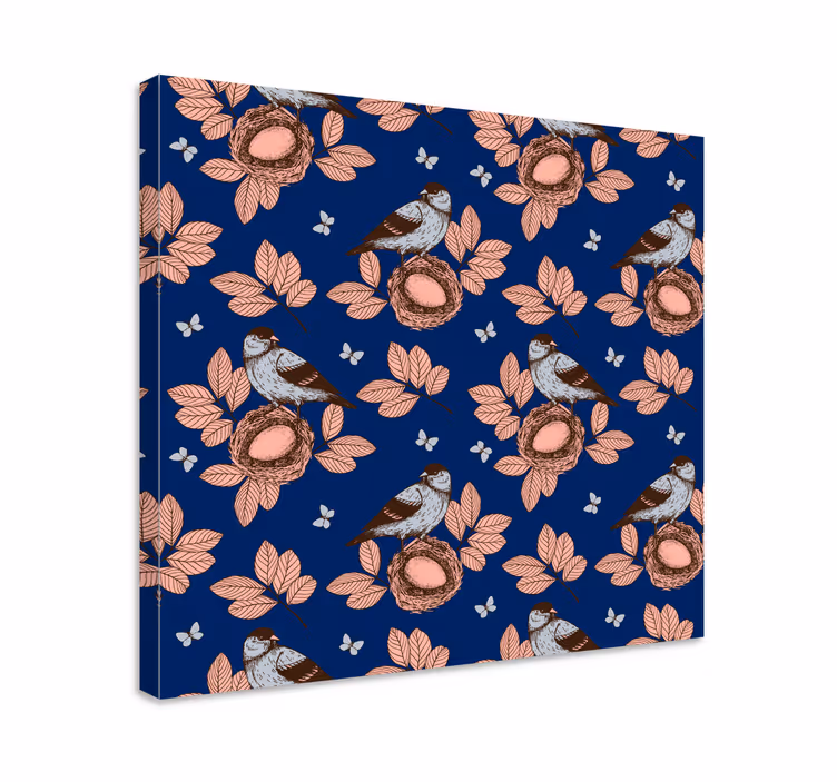 Cuadro aves Nido de pájaro azul estilo africano - TenVinilo