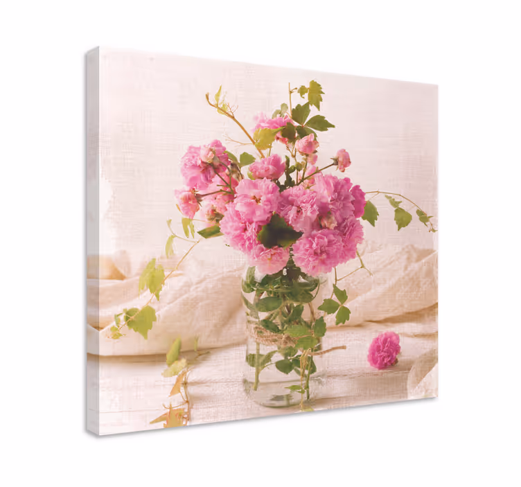 Cuadro de flores composición botánica en rosa - TenVinilo