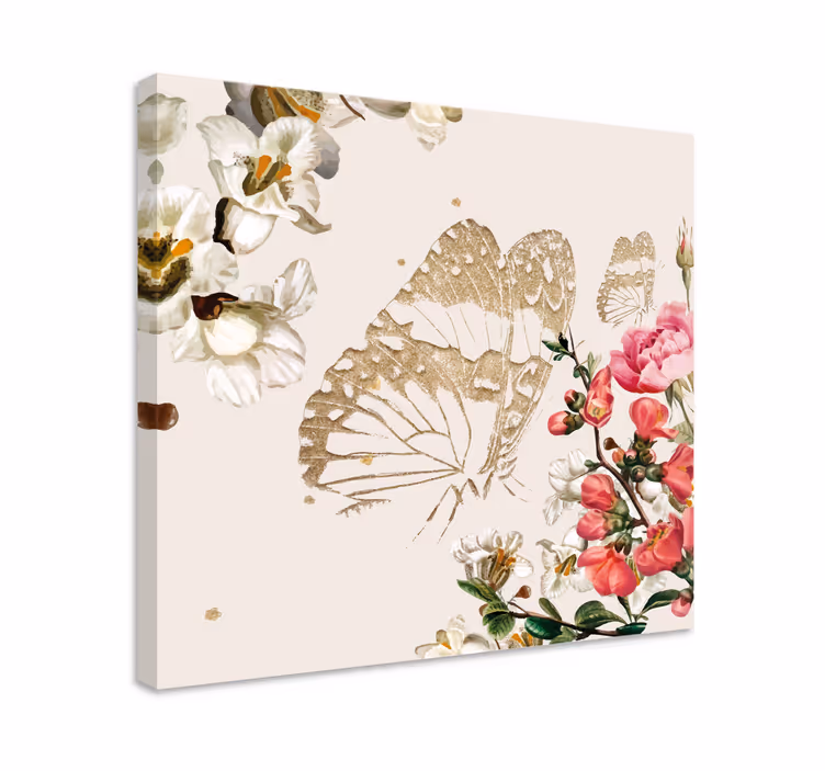 Cuadro mariposas flores de mariposa doradas - TenVinilo