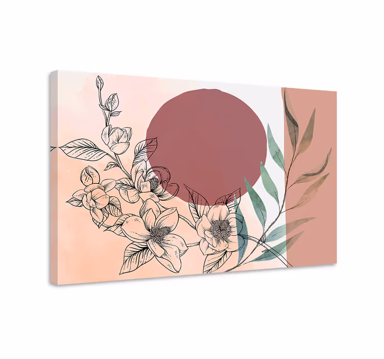 Cuadro de flores arreglo floral con círculo - TenVinilo