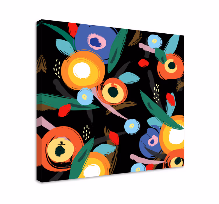 Cuadro en arte Flores y hojas abstractas - TenVinilo