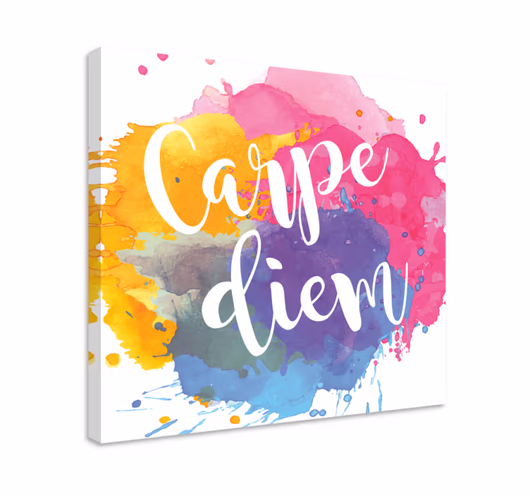 Cuadro frase motivadora Salpicaduras de carpe diem de colores - TenVinilo