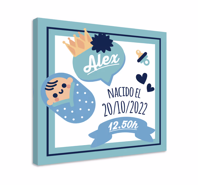 Cuadro para bebés diseño de anuncio de nacimiento - TenVinilo