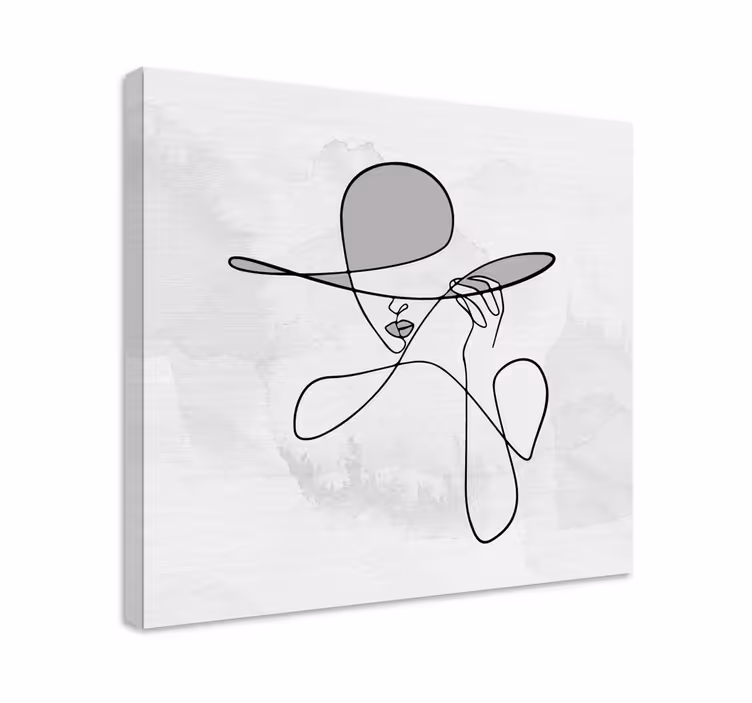 Cuadro para recibidor Mujer minimalista con sombrero - TenVinilo