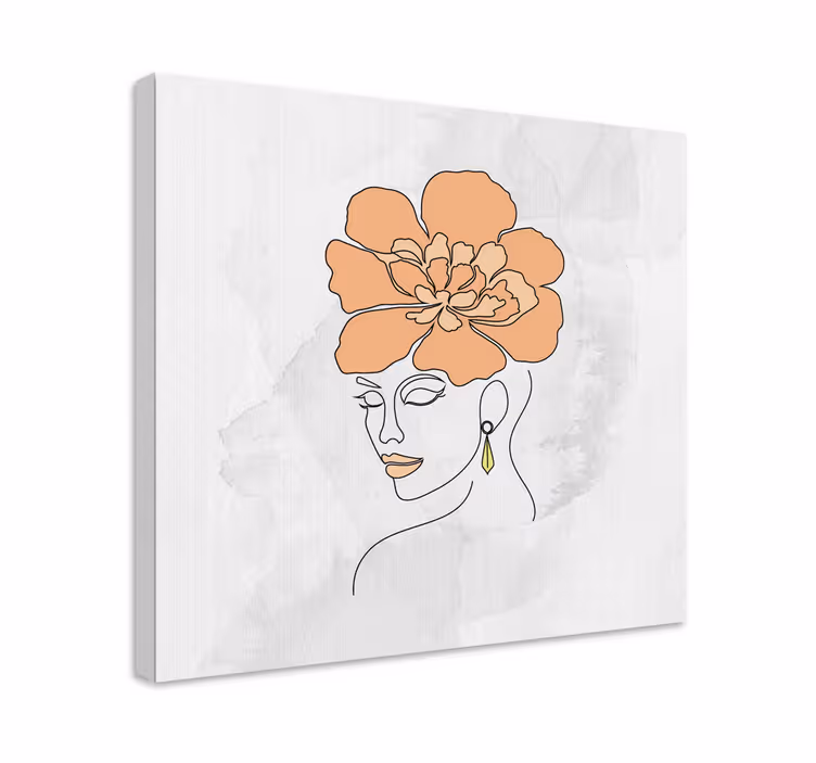 Cuadro para dormitorio Cara de flor minimalista - TenVinilo
