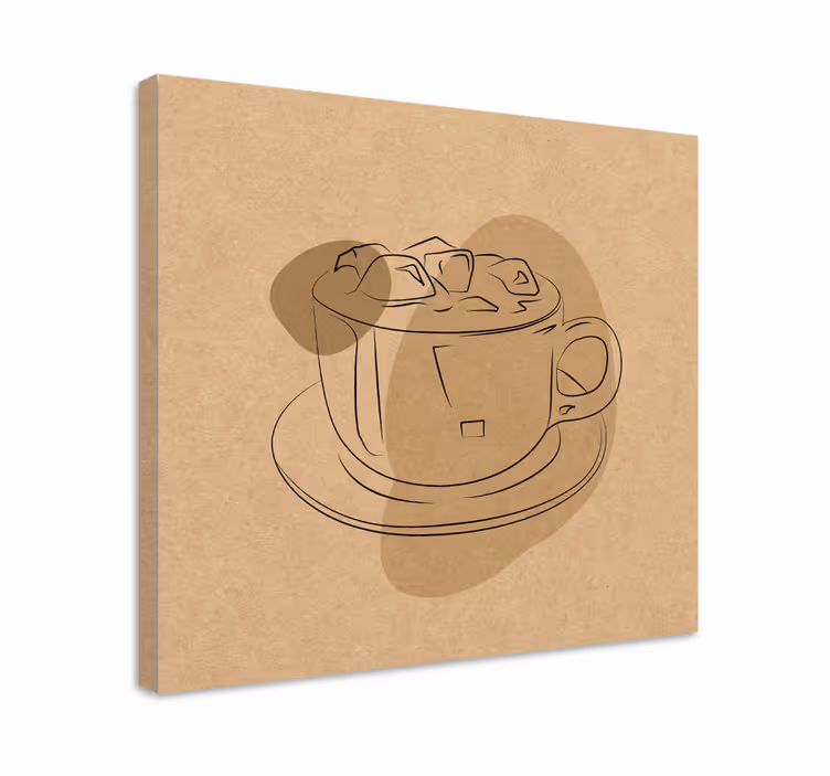 Cuadro flores ilustración taza de café - TenVinilo