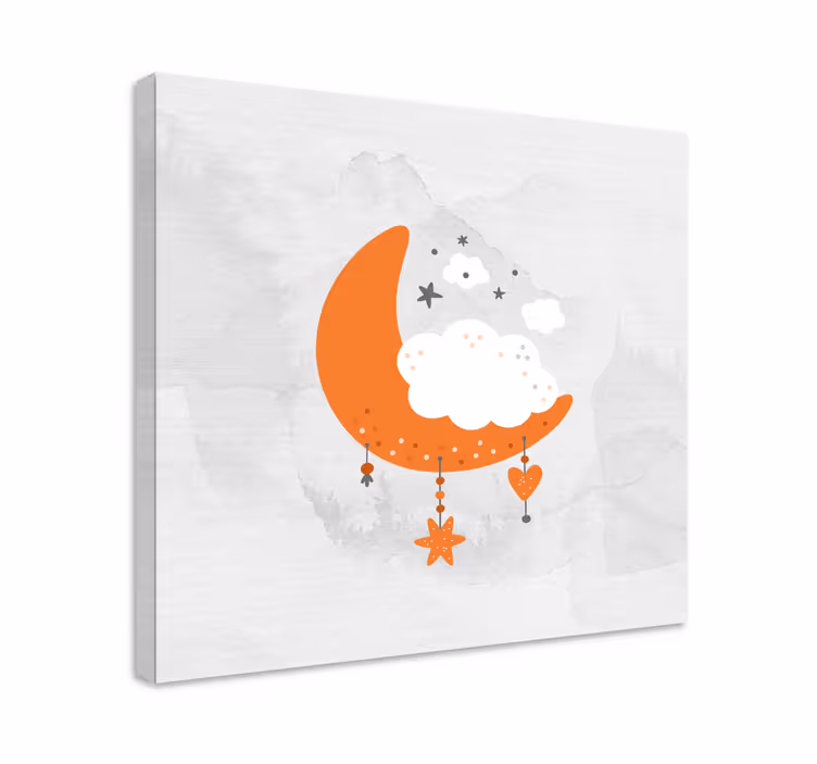 Cuadro en arte Luna minimalista y nubes - TenVinilo