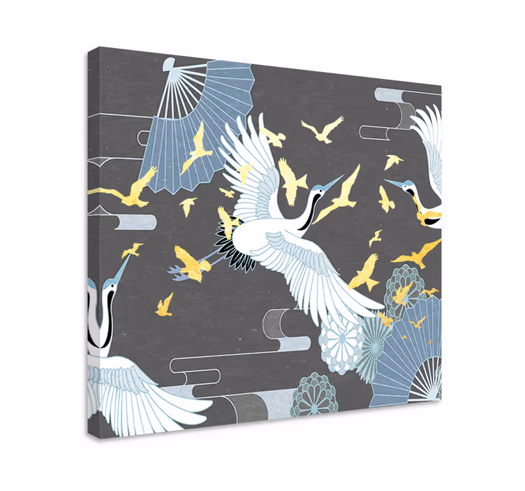Cuadro oriental vuelo de grúas elegantes - TenVinilo