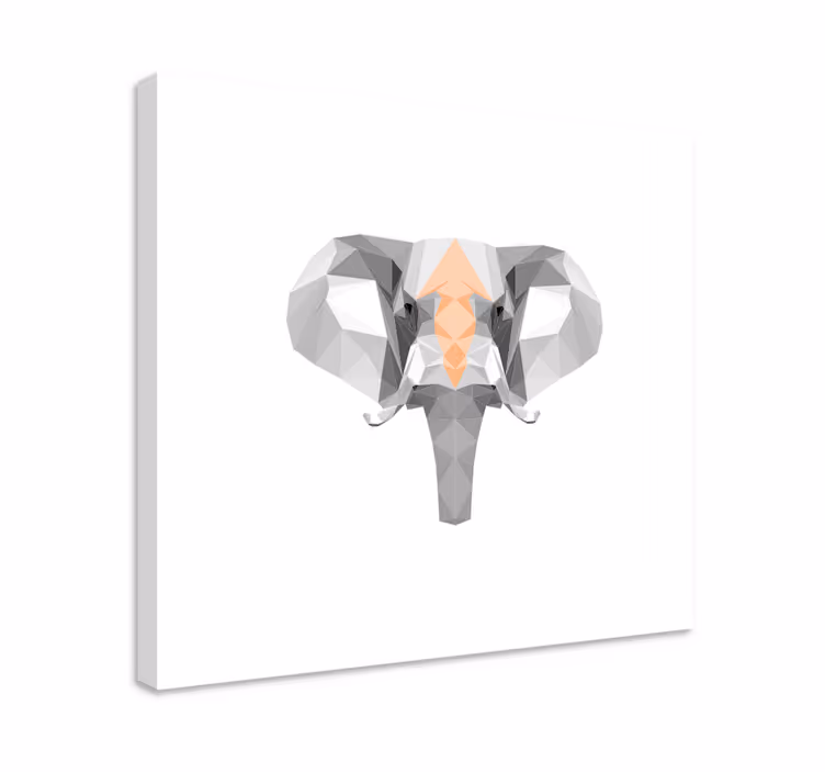 Cuadro de elefantes cabeza de elefante geométrica - TenVinilo