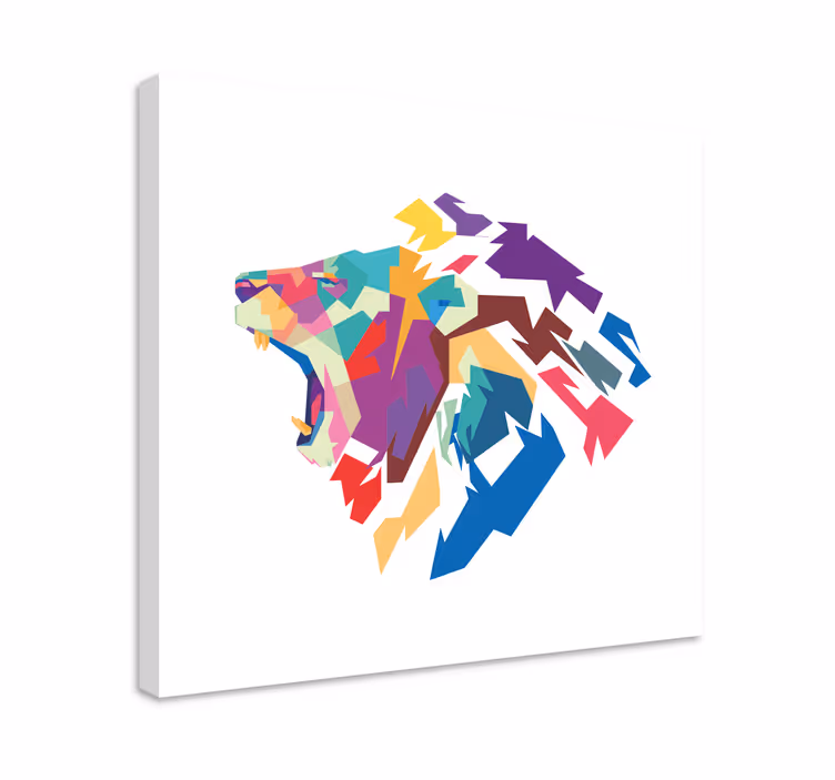 Cuadro animales cabeza de león colorido - TenVinilo