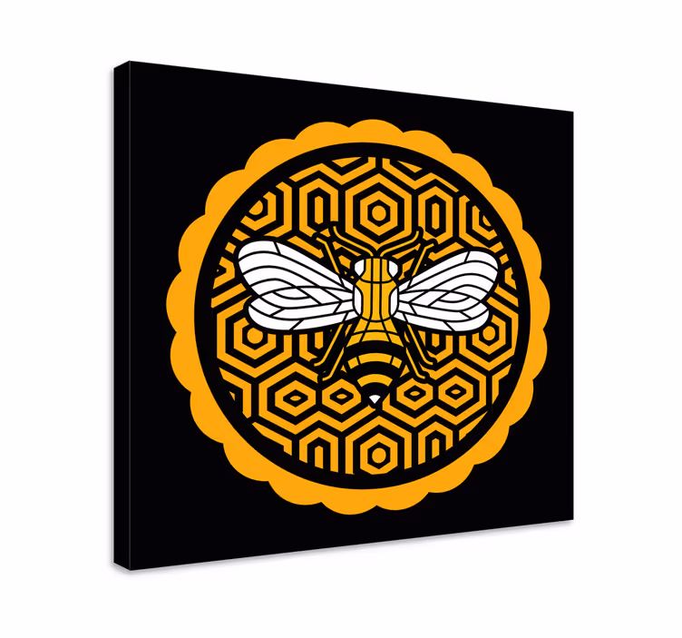 Cuadro animales abeja con hexágonos - TenVinilo