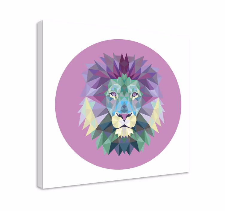 Cuadro animales cabeza de león geometría - TenVinilo