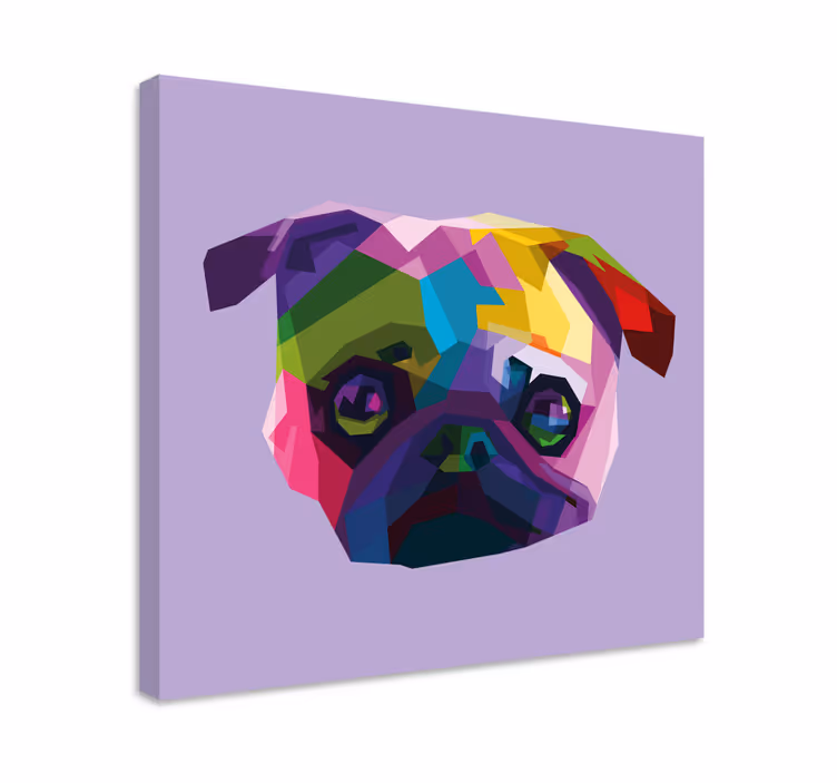 Cuadro de perro cara de pug colorido - TenVinilo