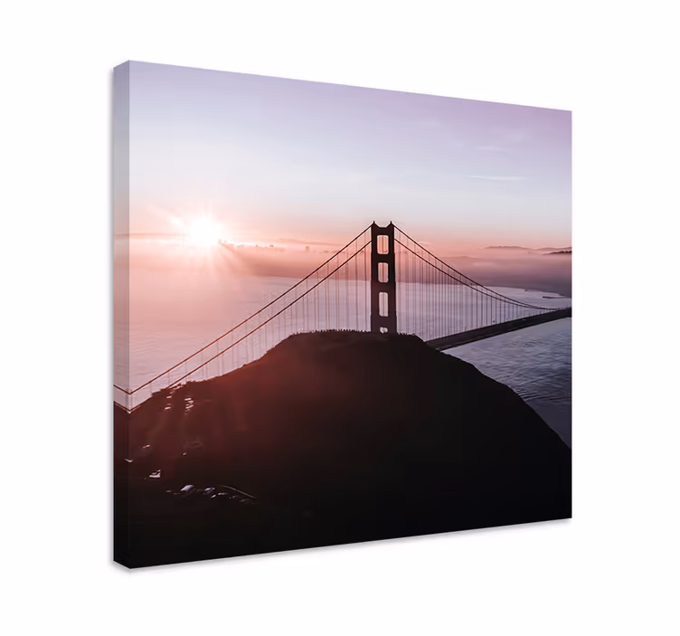 Cuadro paisajes Puente arboles atardecer - TenVinilo