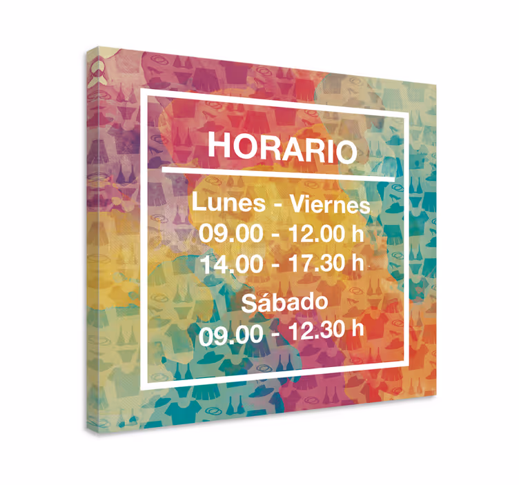 Cuadro personalizable horario de apertura - TenVinilo