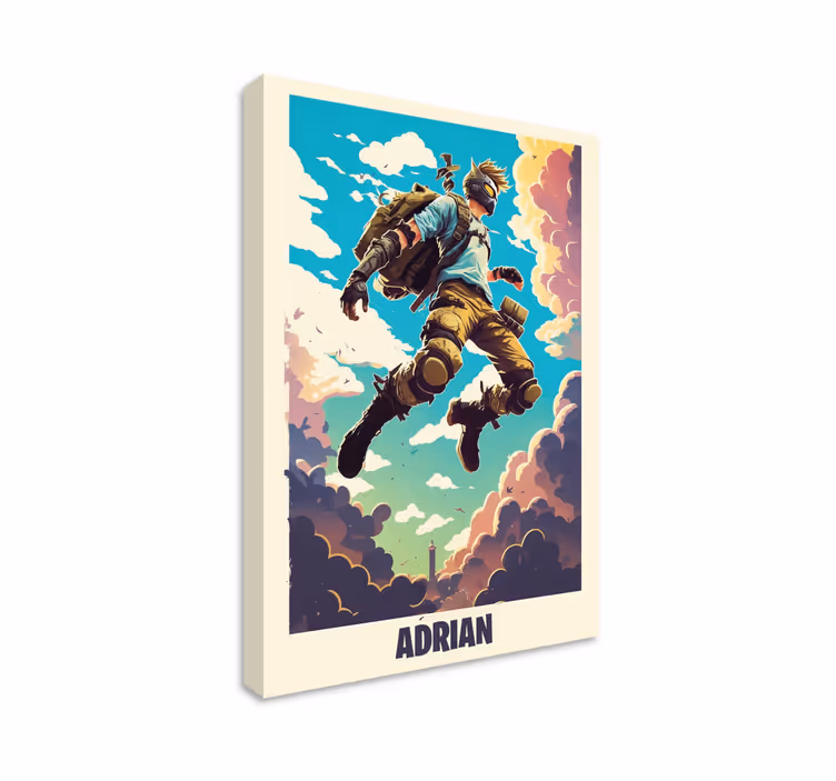 Cuadro decorativo videojuego personaje épico con nombre personali - TenVinilo