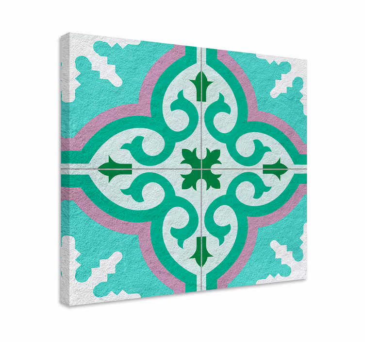 Cuadro retro vintage azulejo hidráulico verde - TenVinilo