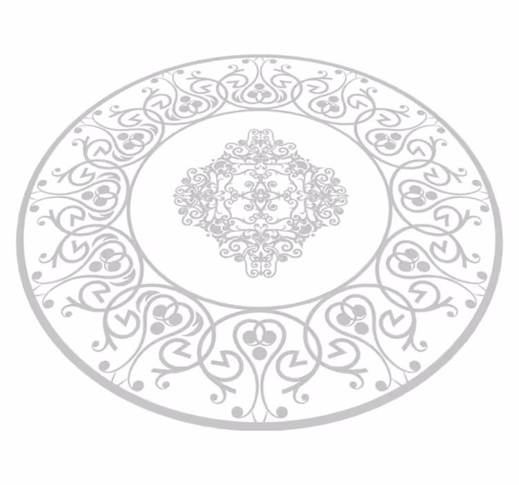 Alfombra vinílica blanca damasco redondo - TenVinilo