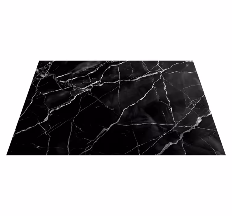 Alfombra vinílica negra imitación de mármol - TenVinilo