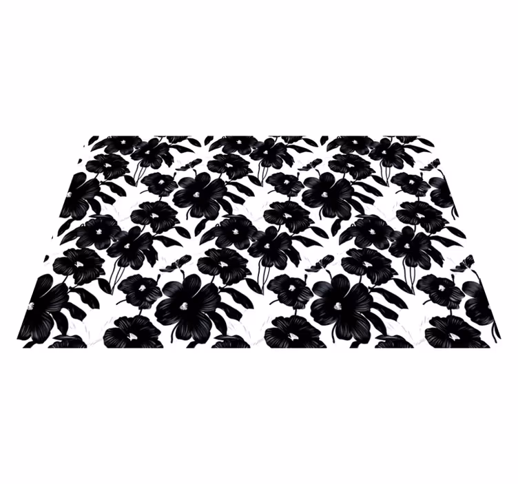 Alfombra vinílica flores amapola negra - TenVinilo