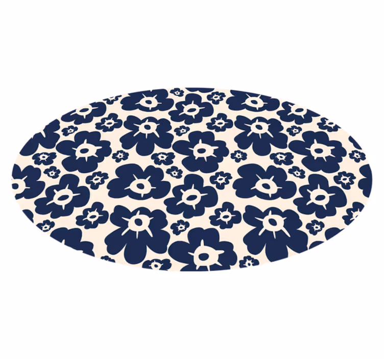 Alfombra vinílica flores amapola azul oscuro - TenVinilo