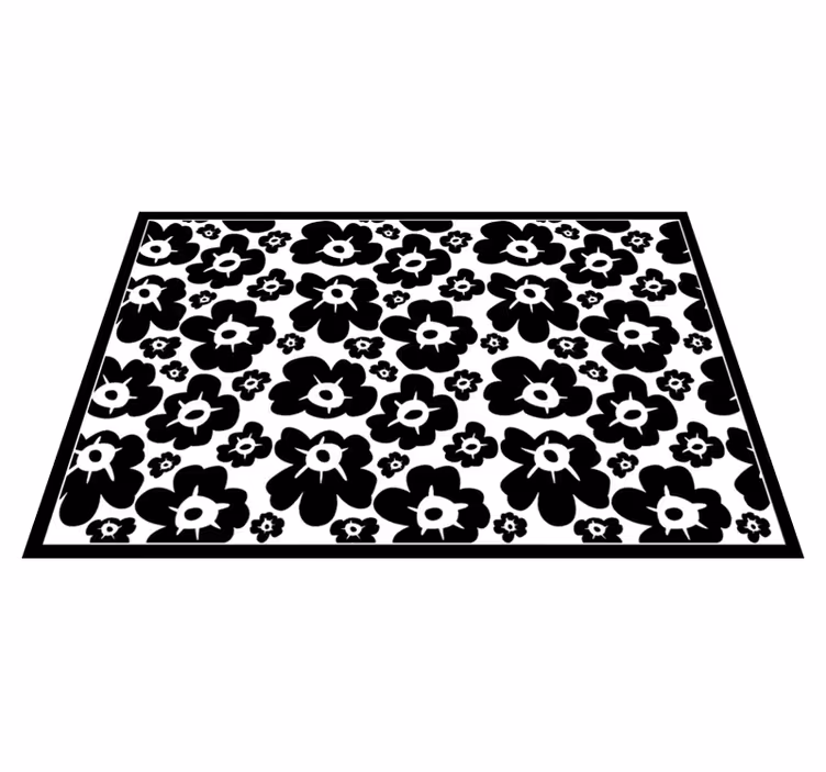 Alfombra vinílica flores amapola negra - TenVinilo