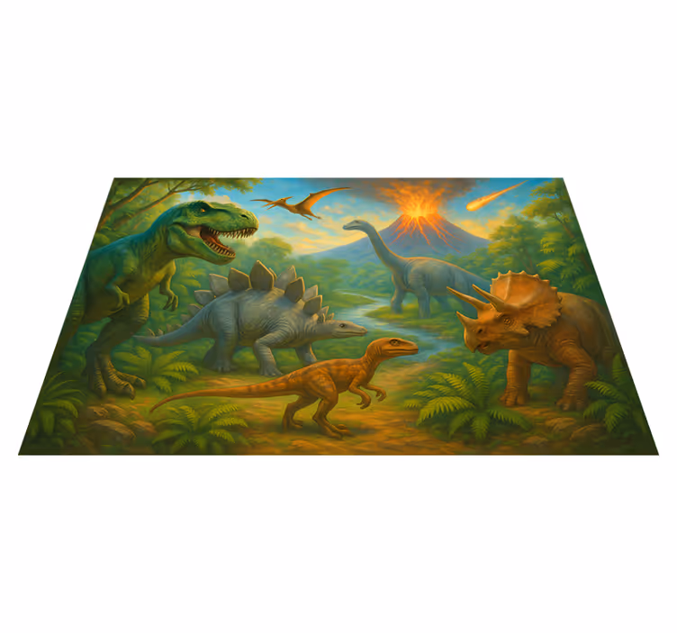 Alfombra vinílica animales extinción de los dinosaurios - TenVinilo