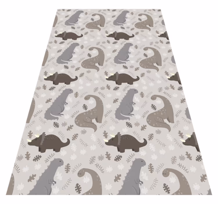 Alfombra vinílica animales patrón gris de dinosaurios - TenVinilo
