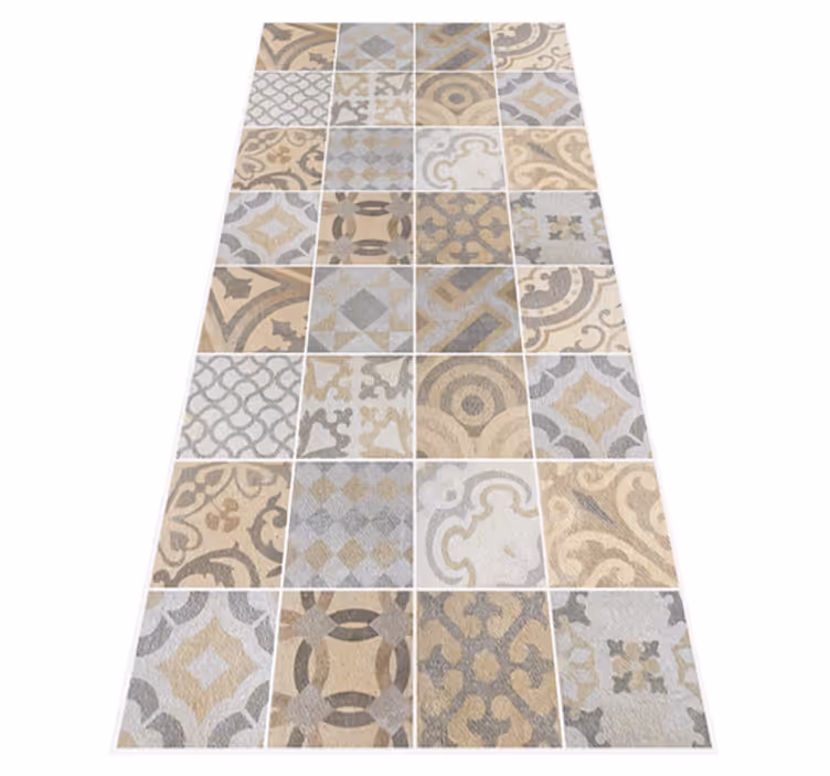 Alfombra vinílica cocina cemento arancioni - TenVinilo