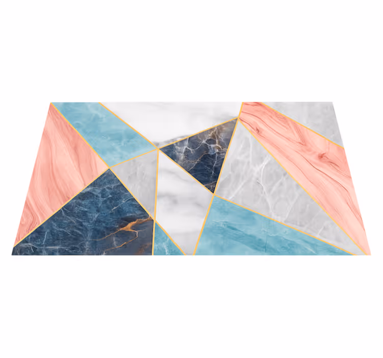 Alfombra vinílica efecto mármol diseño geométrico colorido - TenVinilo
