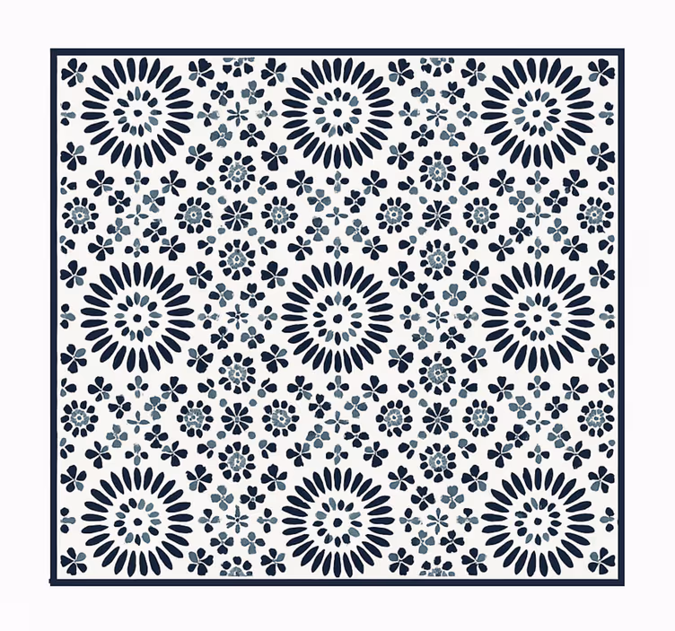 Alfombra vinílica azul patrón floral geométrico - TenVinilo
