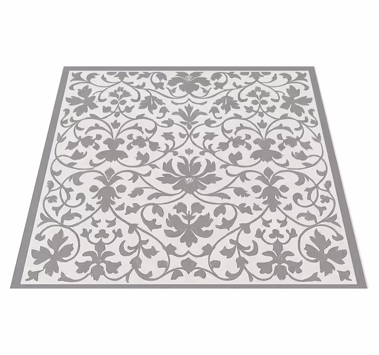 Alfombra vinílica cocina arabesco gris elegante - TenVinilo