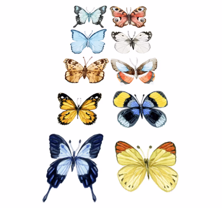 Alfombra vinílica animales diez mariposas coloridas - TenVinilo