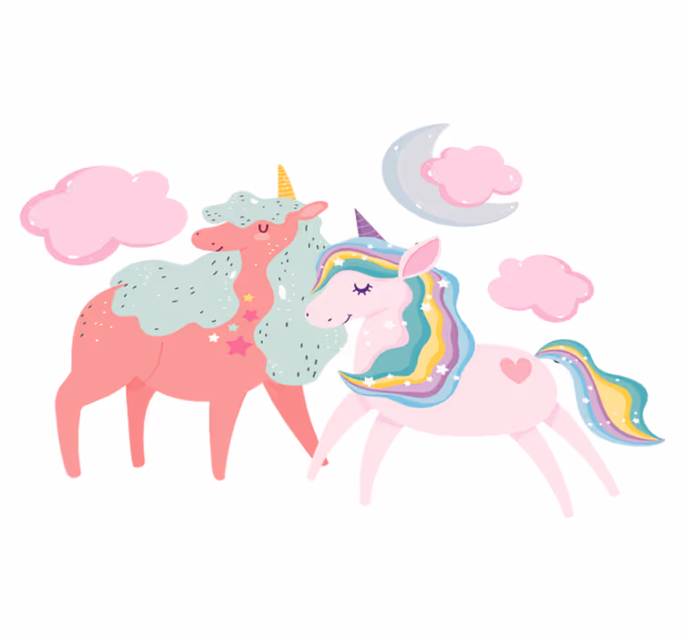 Alfombra vinílica animales unicornio pequeño con yegua - TenVinilo