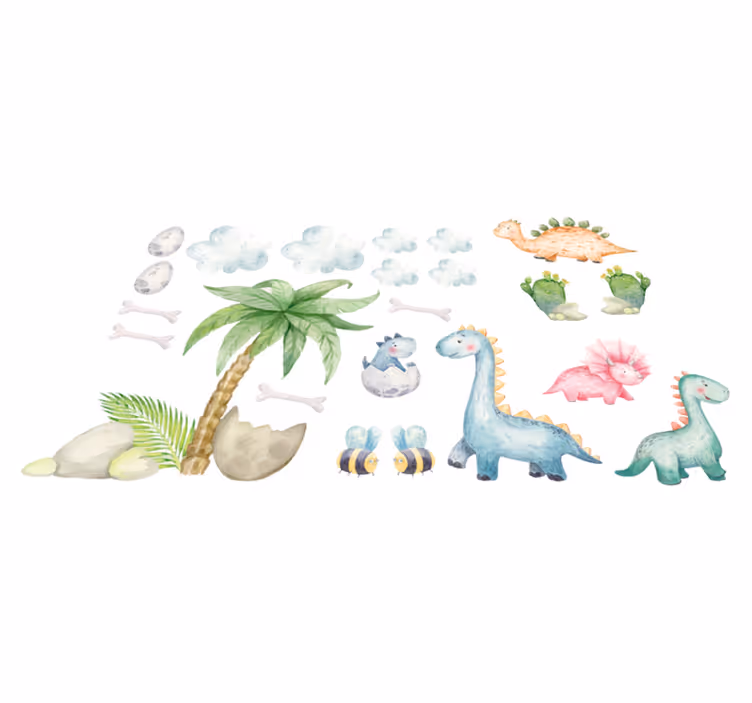 Alfombra vinílica animales dinosaurios acuarelados - TenVinilo