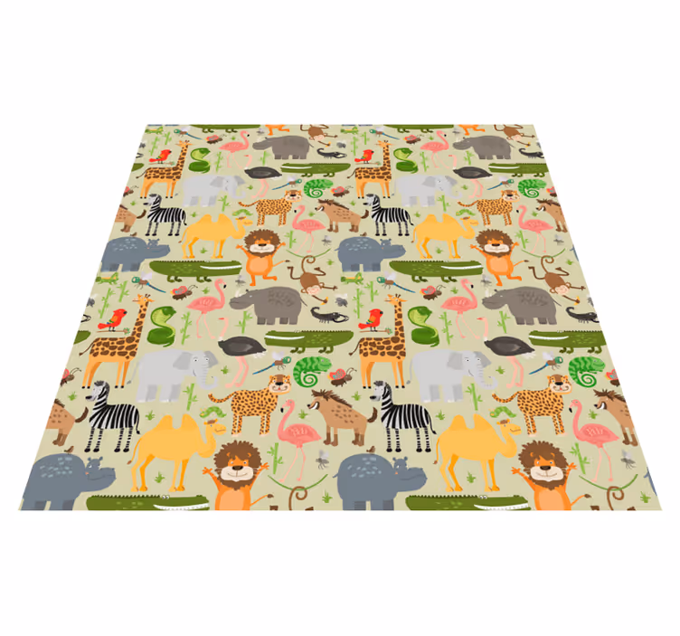 Alfombra vinílica animales diseño de animales de la selva - TenVinilo