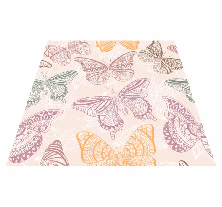 Alfombra vinílica animales mariposas ornamentales - TenVinilo